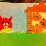 "The third little pig built a house of bricks. The wolf didn't blow down this one... it was too strong"